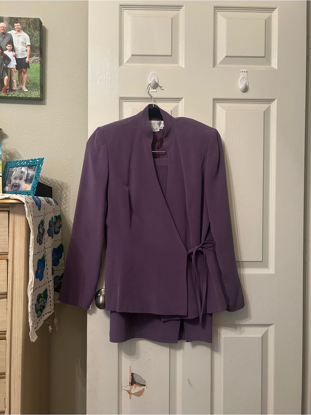 Maggy London Purple Wrap Blazer with Tie-Front